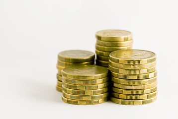 Stacks of gold Australian coins