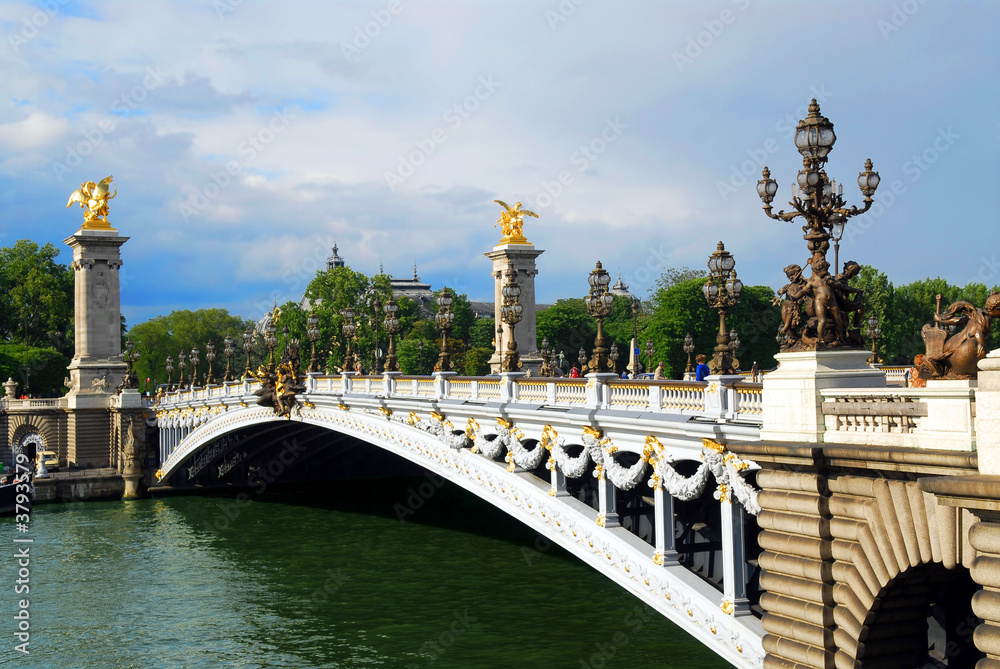 Wall mural Alexander the third bridge over river Seine in Paris, France.