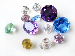 Multicolor gemstones close-up