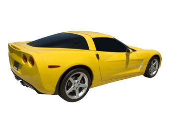 Yellow sports car isolated on a white. - 3795936