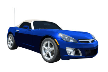 Fototapeta na wymiar Niebieski samochód sportowy roadster samodzielnie na biały.