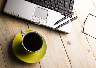 notebook and coffee
