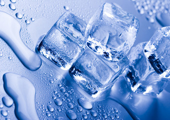 ice cubes and water