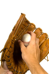 baseball in glove