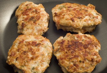 series object on white food - chiken fritters