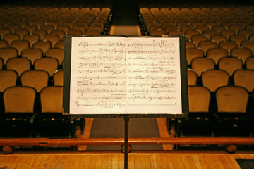 music stand and chairs