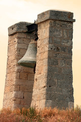 Big old bell in Crimea, Ukraine in orange color