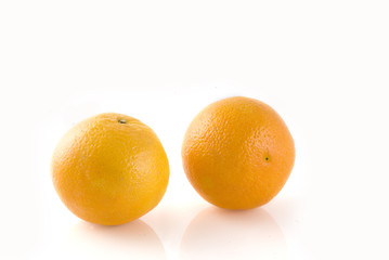 two oranges on a white background
