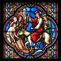 Fototapete Befleckt Brüssel - Kathedrale Saint-Michel - Glasmalerei