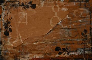Peeling paint on wood surface; grunge texture