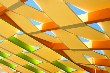 Abstract view of a colorful roof