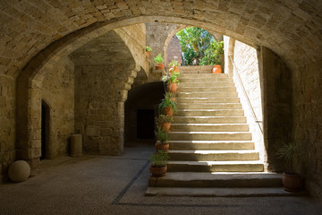 House entrance in the Ancient City of Rhodes, Rhodes, Greece