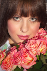 Naklejka premium The girl and roses