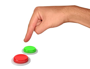 hand and buttons isolated on white