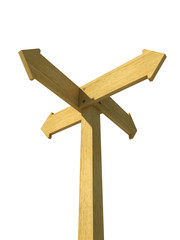 3d rendering wooden pointer on white background