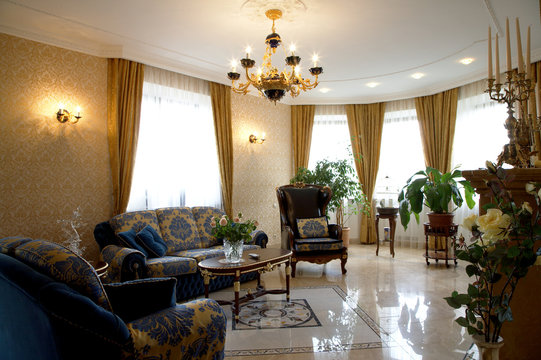 Beautiful armchair in a room to rich hotel
