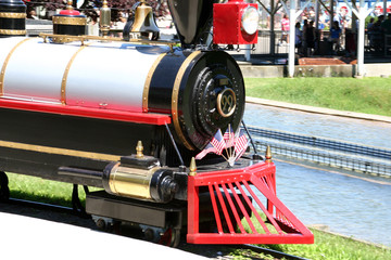 Front of a train at an amusement park