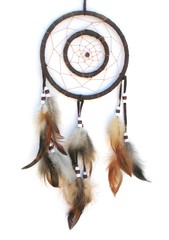 Isolated dreamcatcher with brown feathers  - 3816910