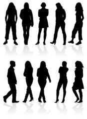 Silhouettes man and women, vector illustration