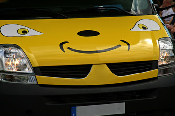 smiley yellow van