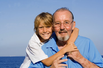 happy loving grandfather and grandson