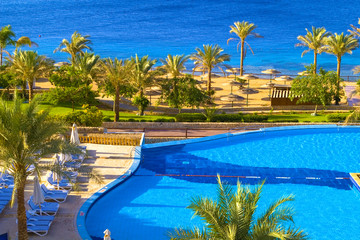 Resort Swimming pool on the seashore