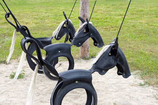 horses made of recycled tires