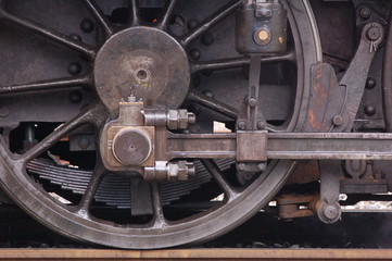 Fototapeta na wymiar bielle de locomotive à vapeur