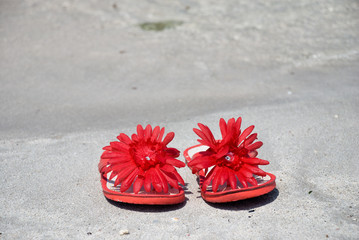 flip-flop on the sand beach