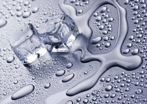 ice cubes and water
