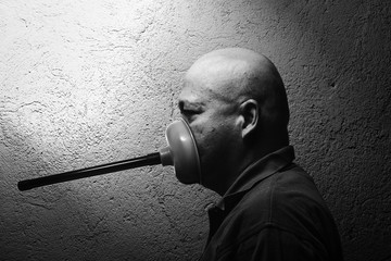 a man silenced with a toilet plunger - obrazy, fototapety, plakaty