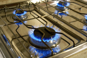 Flames of a gas cooker