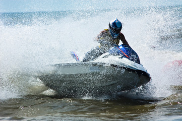 extreme  jet-ski watersports with big waves