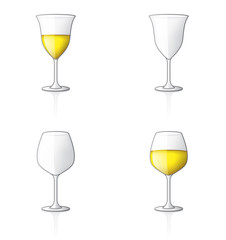 White Wine Glass Icon Set 60s