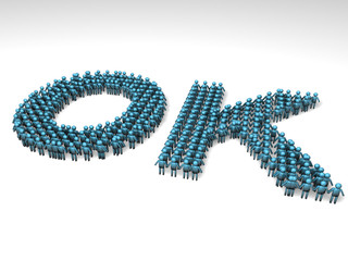 illustration 3d with people whitch write ok