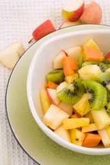 Fruit salad in white bowl