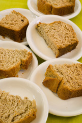 Slices of bread on plates