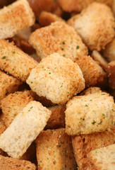 croutons close up shot for background