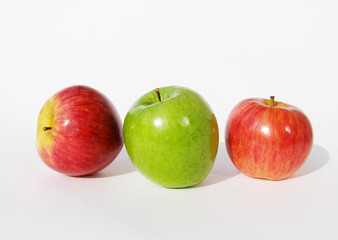 Three apples in a line