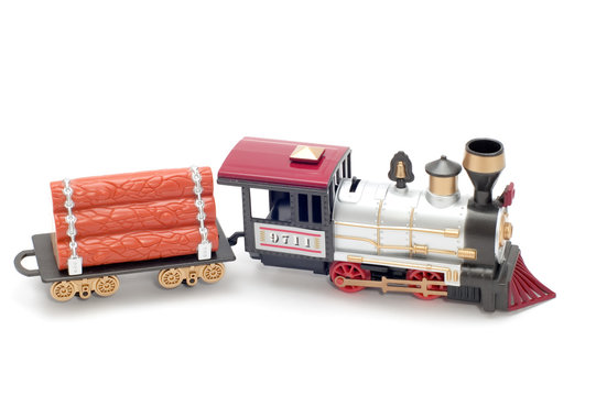 series object on white toy - railway engine