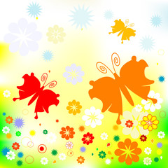 butterflies and flowers, retro style design
