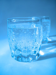Glass with water in blue color