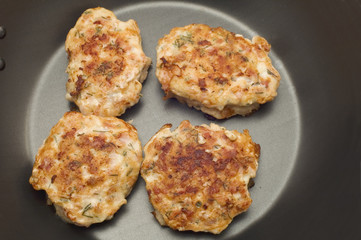 series object on white food - chiken fritters