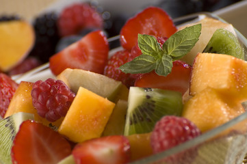 fruit salad with mixed fruit close up