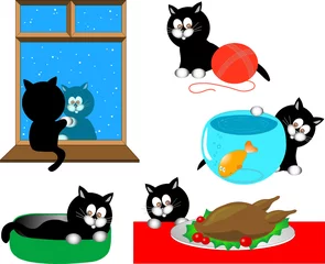 Keuken foto achterwand Katten Cartoon katten serie