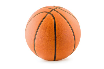 An orange basketball isolated on white with clipping path.