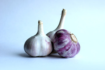Garlic on the blue background