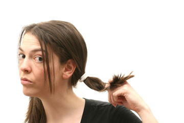 Young woman isolated over white background
