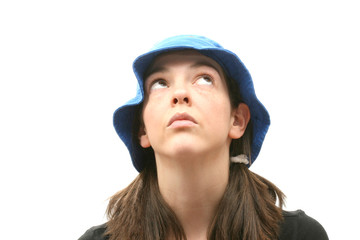 Young woman isolated over white background