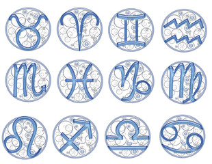 segni zodiacali in vetro